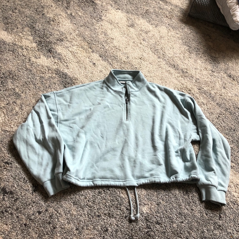 Blue cropped quarter zip